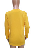 Prendas de abrigo de cárdigan sólido informal de moda amarilla