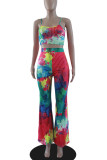 Multi-color Sexy Print Patchwork Spaghetti Strap Sleeveless Two Pieces