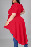 Abiti irregolari casuali rossi del vestito dalla rappezzatura asimmetrica della rappezzatura solida della fasciatura