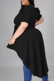 Черные повседневные сплошные повязки в стиле пэчворк Асимметричные платья с круглым вырезом и нерегулярными платьями