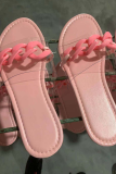 Chaussures de porte ouvertes en patchwork de rue sexy rose
