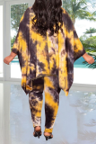 Camouflage Casual Patchwork Tie-Dye V-Ausschnitt Plus Size Two Pieces