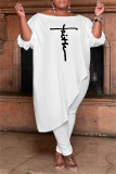 ホワイト ファッション カジュアル刺繍非対称斜め襟プラス サイズ XNUMX 枚