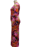 Flerfärgad sexigt tryck lapptäcke Half A Turtleneck Pencil Skirt Plus Size Klänningar
