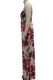 Многоцветные повседневные платья-русалка с V-образным вырезом и принтом в стиле пэчворк