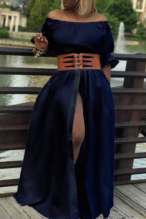 Zwarte sexy effen patchwork off-shoulder asymmetrische jurken