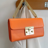 Оранжевая модная повседневная однотонная сумка через плечо с цепочками в стиле пэчворк