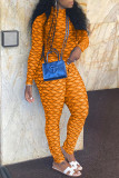 Tangerine casual print patchwork halve coltrui skinny jumpsuits