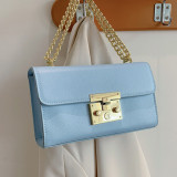 Blue Fashion Casual Solid Patchwork Chains Shoulder Bag