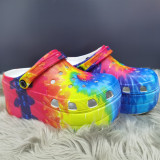 Colour Fashion Casual Hollowed Out Tie-dye Printing Round Comfortable Shoes