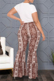 Pantalon taille haute de base imprimé décontracté multicolore à la mode, grande taille