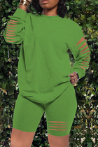 Зеленый сексуальный сплошной пэчворк с круглым вырезом и длинным рукавом из двух частей