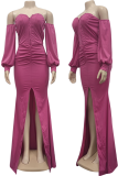 Розово-красные сексуальные однотонные лоскутные платья русалки без бретелек