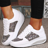 Zapatos de puerta de patchwork casuales de moda blanca