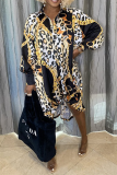Платье-рубашка с отложным воротником и принтом в стиле пэчворк с леопардовым принтом Платья Платья