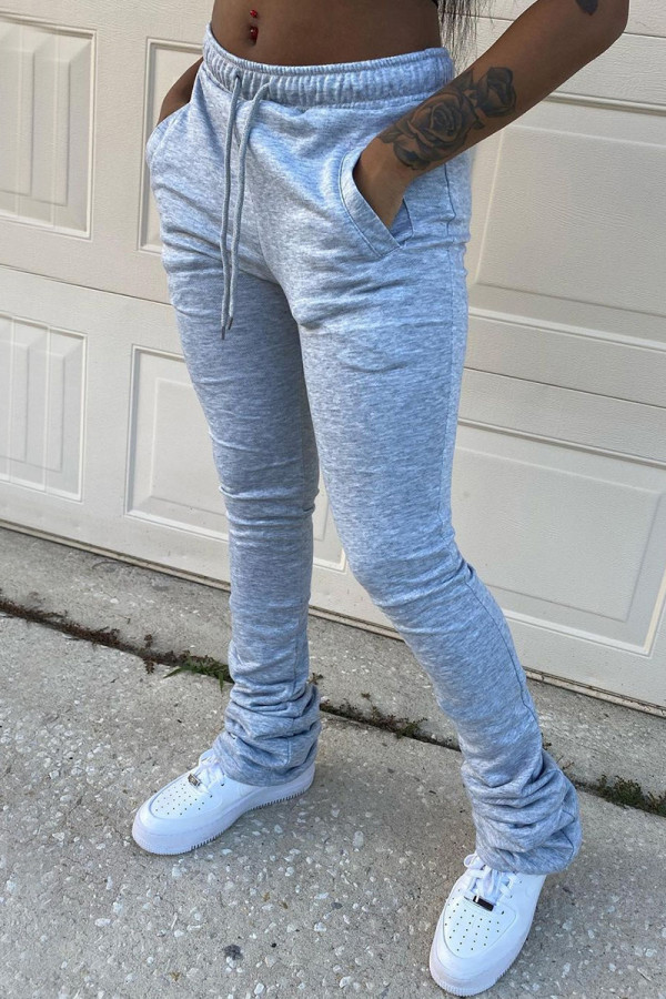 Pantalones regulares básicos con estampado casual de moda gris