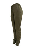 Army Green Fashion Casual Print Basic Regular Trousers