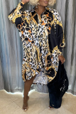 Платье-рубашка с отложным воротником и принтом в стиле пэчворк с леопардовым принтом Платья Платья