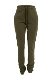 Pantaloni regolari basic con stampa casual alla moda verde militare