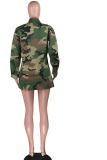 Camouflage Lässige Patchwork-Umlegekragen-Oberbekleidung mit Camouflage-Print