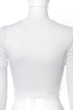 Witte sexy patchwork-kettingen met O-hals T-shirts