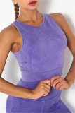Navy Blue Casual Sportswear Solid Vests