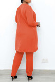 Orange Casual Solid Patchwork Asymmetrical O Neck Nine Points Sleeve Two Pieces