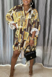 Robe chemise asymétrique à col rabattu, imprimé léopard, imprimé décontracté, boucle Patchwork, robes