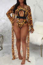Vêtements d'extérieur en maille patchwork à imprimé léopard sexy