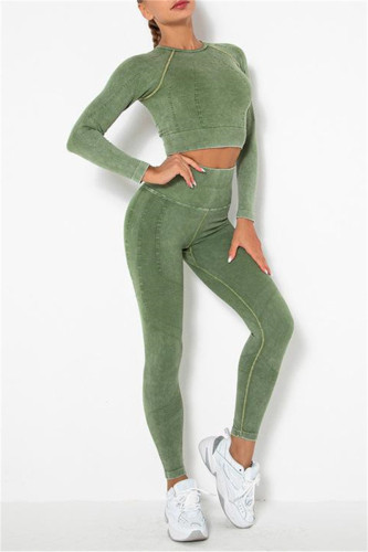 Green Casual Sportswear Solid Patchwork Two-piece Set