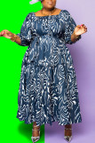 Фиолетовый Повседневный принт Пэчворк Платья больших размеров с открытыми плечами