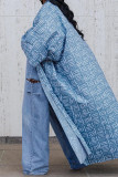 Синяя верхняя одежда в стиле пэчворк с уличным принтом