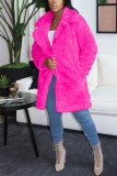 Prendas de abrigo de cuello vuelto cárdigan sólido informal de moda rosa