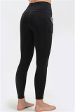 Pantalones de yoga para levantamiento de glúteos de cintura alta de ropa deportiva casual negra