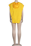 Yellow Sexy Solid Patchwork Asymmetrical Hooded Collar Tops