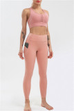 Pantalones de yoga de levantamiento de glúteos de cintura alta de ropa deportiva casual rosa