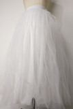 Белая модная повседневная однотонная юбка в сеточку в стиле пэчворк