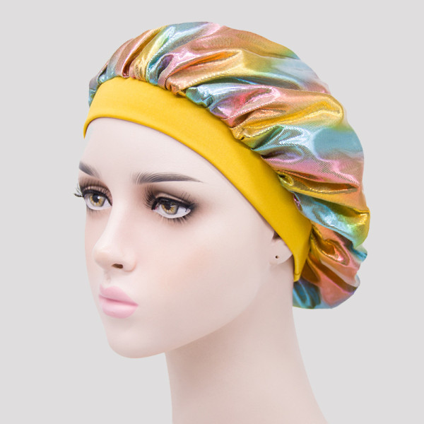 Cappello patchwork con stampa Living casual color oro