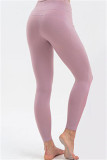 Rosa, lässige Sportswear, solide Yogahose mit hoher Taille und Po-Heftung