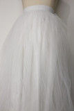 Falda de malla regular de patchwork sólido casual de moda blanco