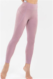 Rosa Casual Sportswear Solid Yogabyxa med hög midja rumpalyftande