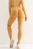 Yellow Casual Sportswear Solid Basic High Waist Yoga Trousers