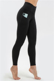 Svarta Casual Sportswear Solida Yogabyxor med hög midja som lyfter rumpa