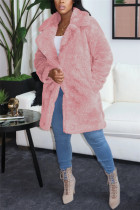 Roze mode casual effen vest Turndown kraag bovenkleding