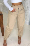 Pantalones casuales con estampado de patchwork sueltos de cintura alta lápiz con estampado completo en la parte inferior blanco
