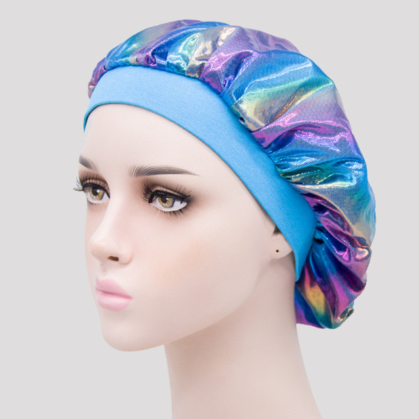 Sombrero de patchwork con estampado de vida casual azul