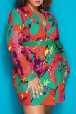 Многоцветная верхняя одежда с отложным воротником и пикантным принтом в стиле пэчворк