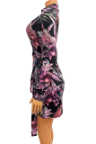 Фиолетовое сексуальное платье-рубашка с отложным воротником Платья Платья