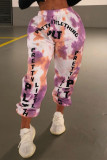 Pantalones de cintura alta regular con estampado de letras casuales de moda púrpura