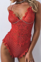 Red Fashion Sexy Solid Hollowed Out Lingerie